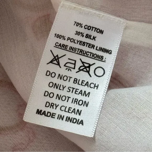 Bell by Alicia Bell Lucy Pink Gold Motif White Puff Sleeves Wrap Mini Dress XS - Picture 15 of 16